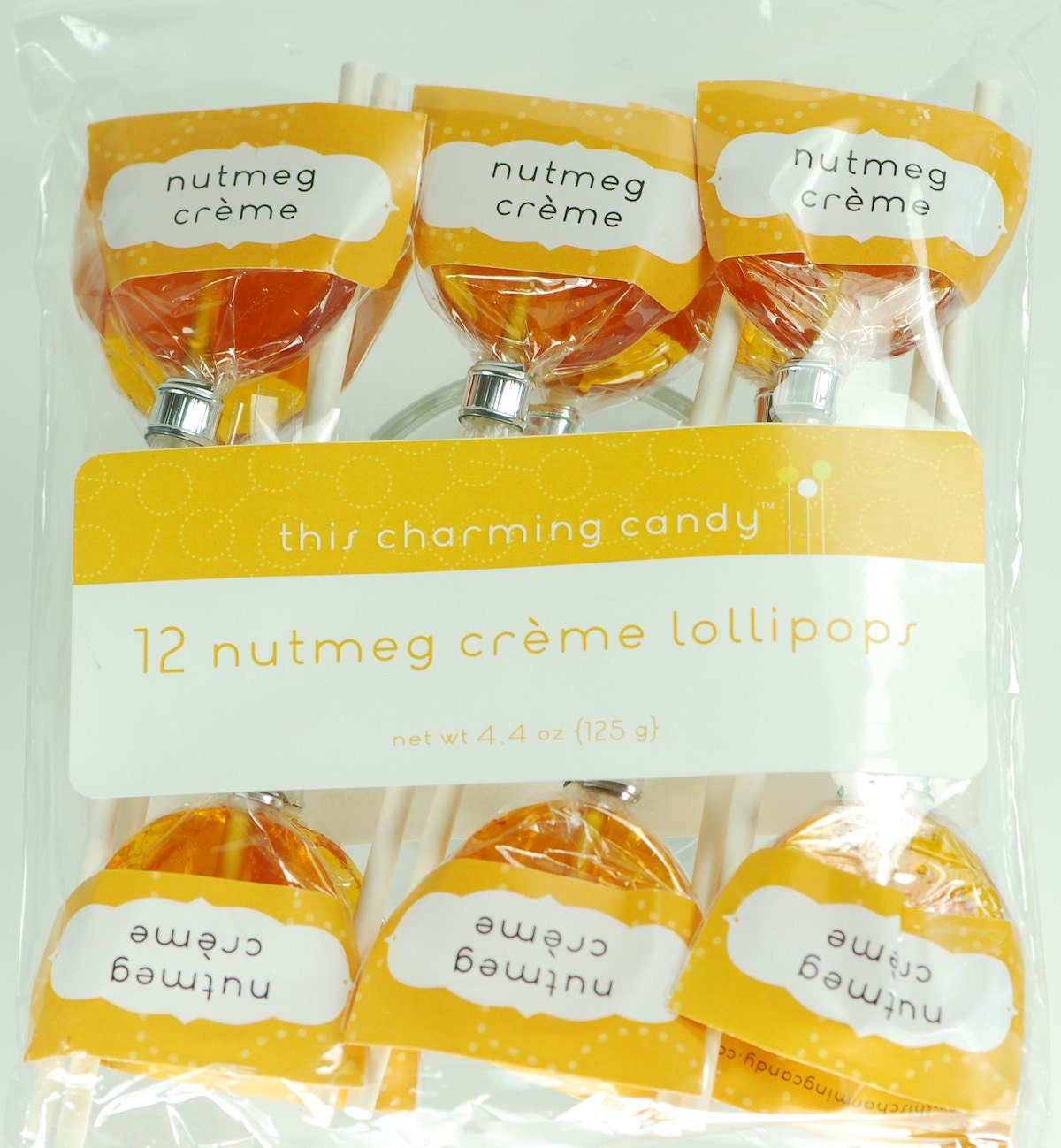 Discontinued: 12 Nutmeg Creme Lollipops - artisan hard candy suckers - harvest gold lollipops