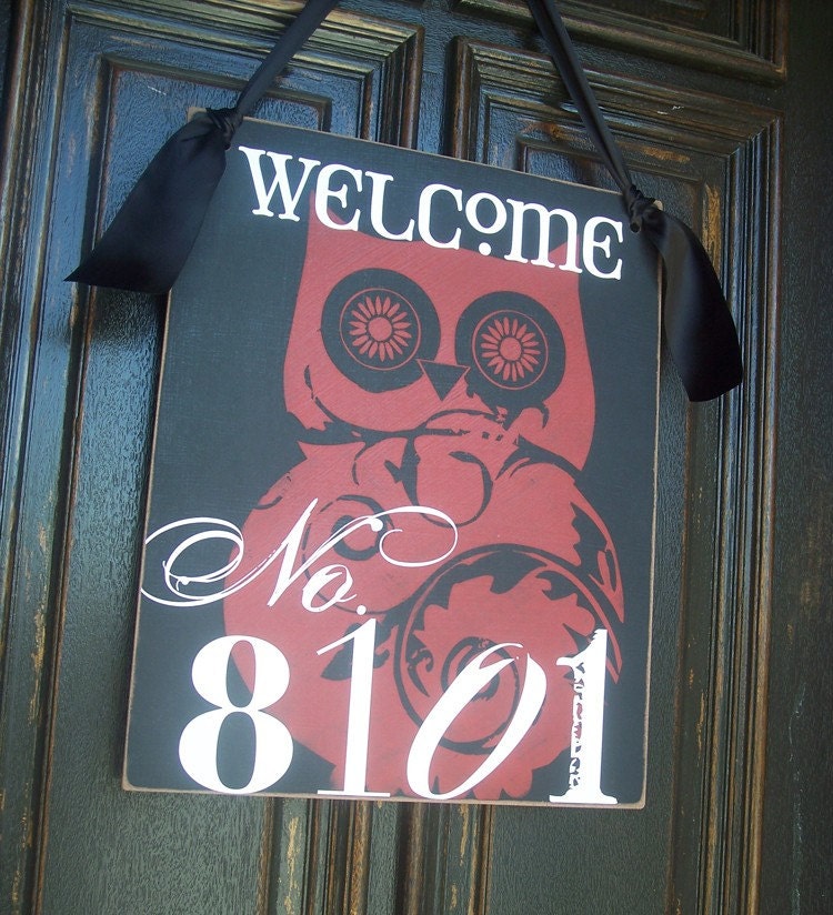 16X20 in Personalized WELCOME House Number Door Hanger Sign -- seven animals