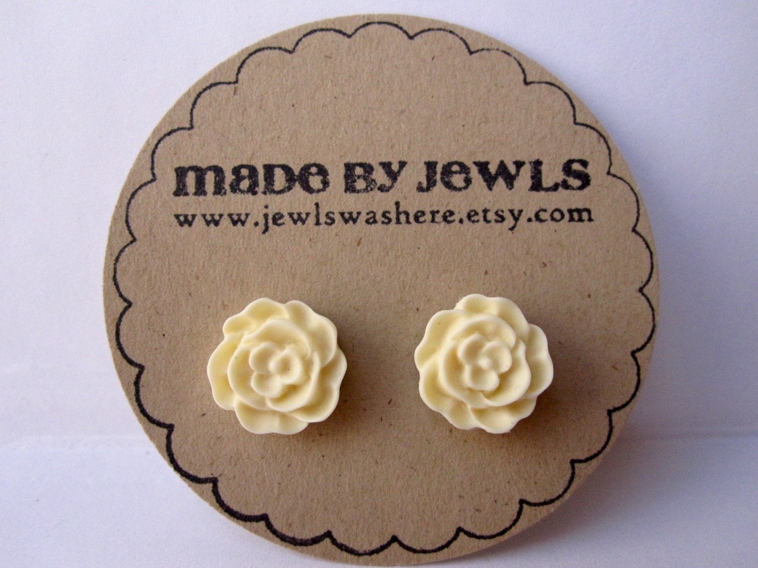 Cream Rose Earrings