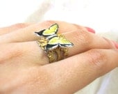 Cute butterfly adjustable gold filigree ring