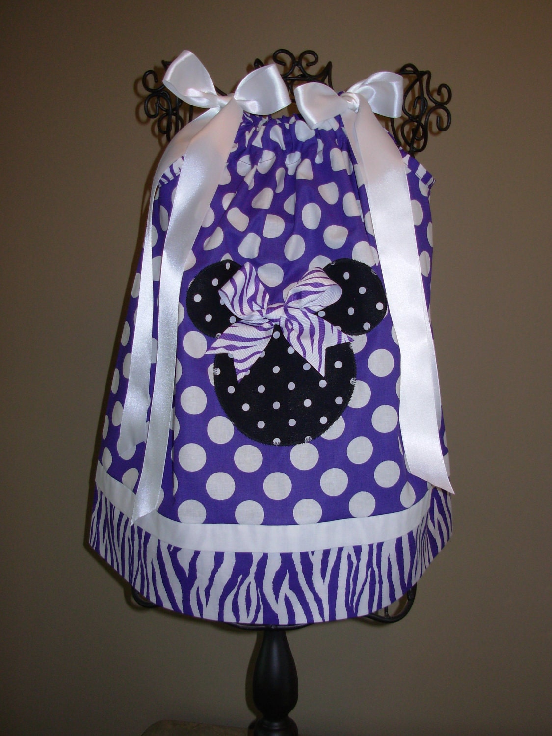 Minnie Mouse Pillowcase Dress Purple and White Polka Dots (extra for personalization)