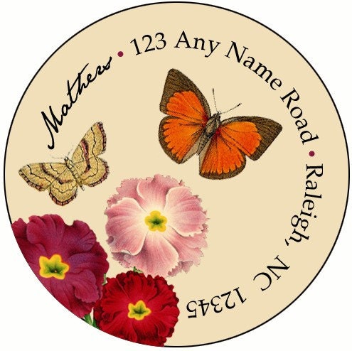 Vintage Butterflies Return Address Labels or Stickers (Set of 24)