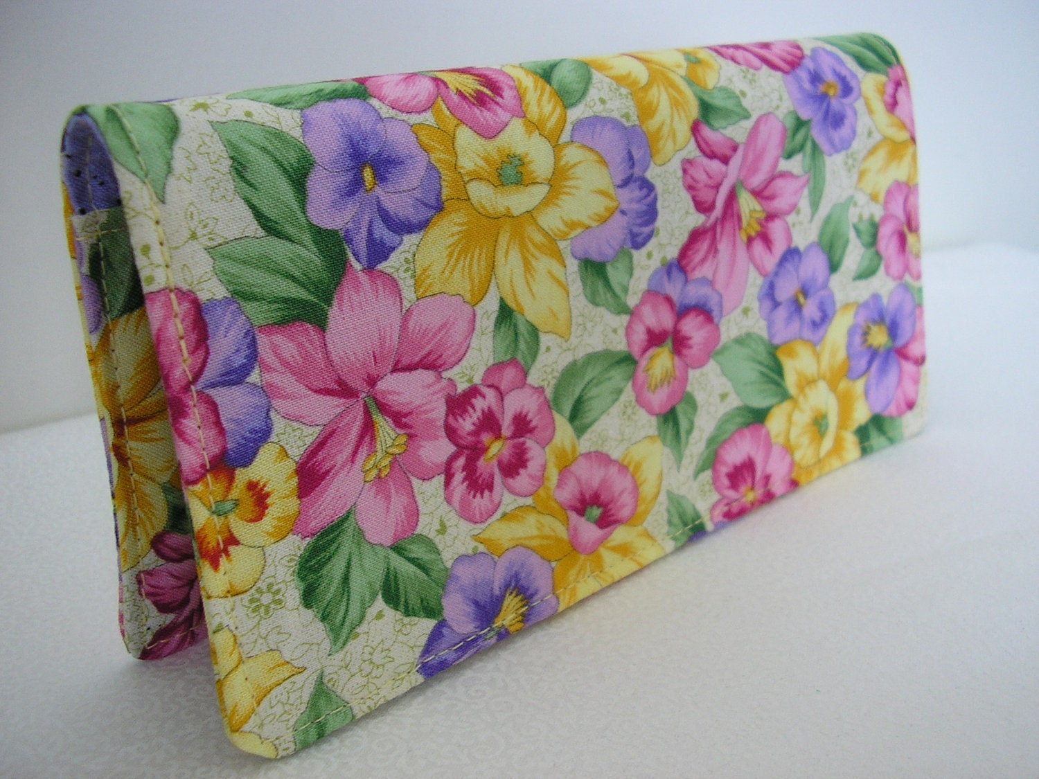 Handmade Fabric Checkbook Cover - Floral