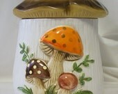 Vintage 1970's Merry Mushroom Ceramic Kitsch Retro Cookie Jar