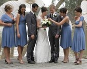 Reserved for Melissa's bridal party- convertible dresses in Shiny Turq 36-A-line floor length