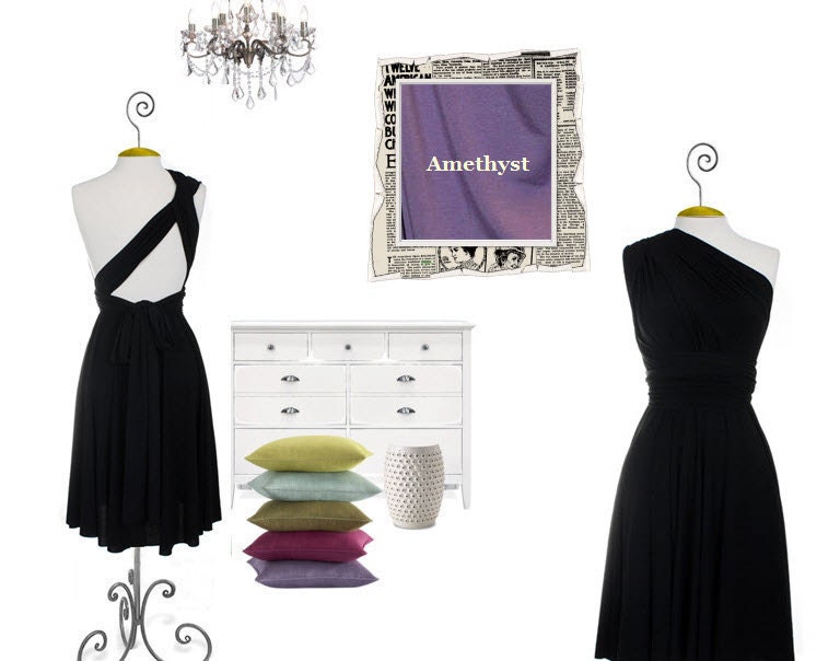 Custom order for Lily's bridal party - tea length convertible dress in Amethyst-Gloria