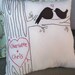 Large Personalized Love Bird Pillow with Faux Bois Stitching