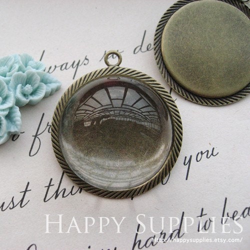 5Pcs 27mm Nickel Free - High Quality Antique Bronze Plated Cabochon Pendant Base(ZD166)