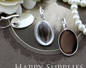 10Pcs 13x18mm Silver Plated Cabochon Pendant Base N Earring Finding (XE169)