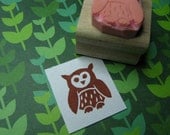 Owl rubber stamp - Little Fluffy Owl - Hand carved rubber stamp