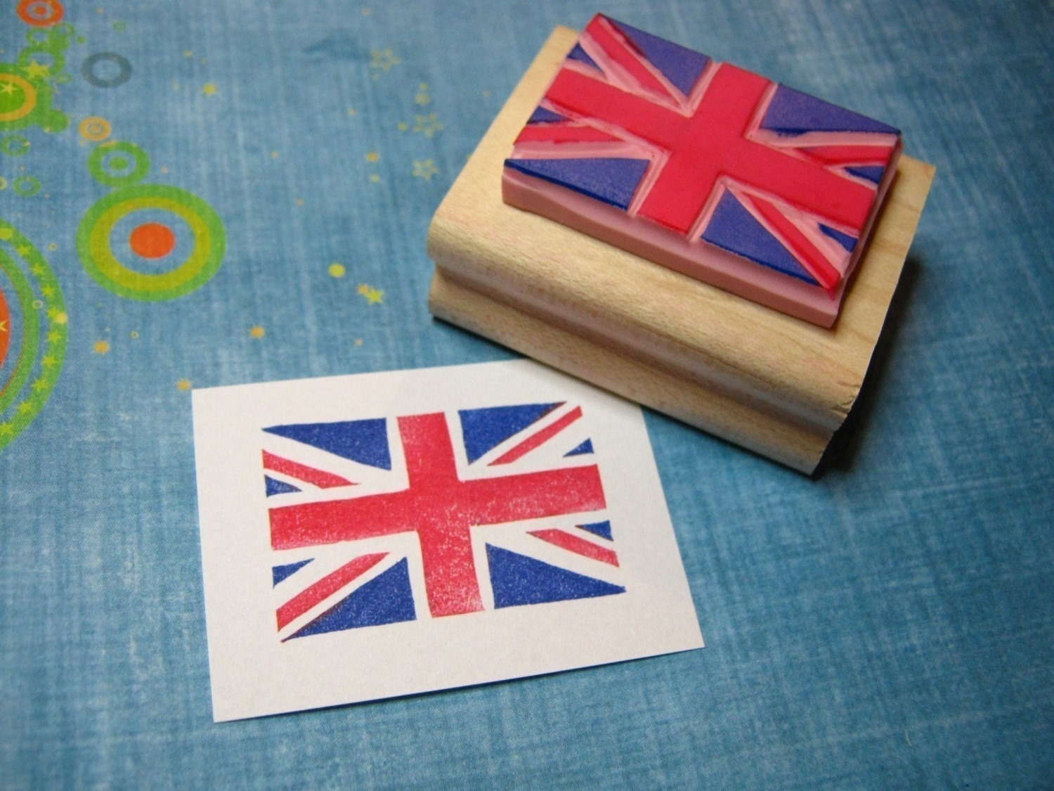Union Jack - Hand carved rubber stamp by Skull and Cross Buns