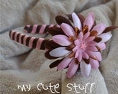 Pink and Brown Satin Ribbon Headband