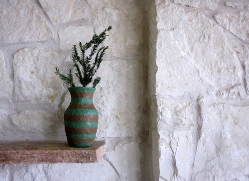 Brown and Green Vase / Neutral Home Decor / country home / handcrafted Vase