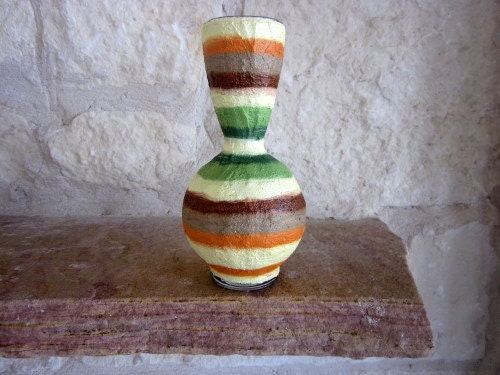 Striped Neutral Vase / Earth Tones Home Decor / Bubble Vase