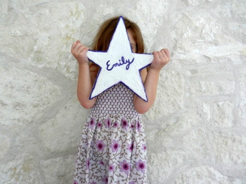 Custom Name Star Wall Decor /  Star Home Decor / Purple and White / Bamboo and Stucco / wall art