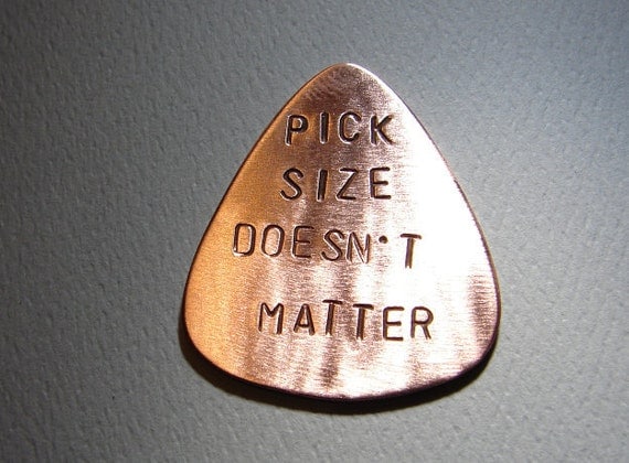 Copper Guitar Pick Handmade and Stamped with Pick Size Doesnt Matter