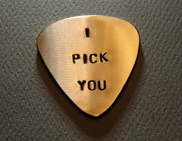 Bronze Guitar Pick Handmade with I Pick You