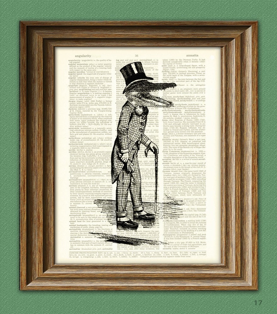 See You Later Alligator with a suit and top hat altered art dictionary page illustration book print