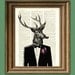 Well-Dressed Deer in a Tux with a Manly Mustache illustration beautifully upcycled dictionary page book art print