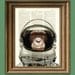 Space Chimp Astronaut Chimpanzee in helmet illustration beautifully upcycled dictionary page book art print