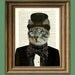 Dr. Barnabas Claw Victorian CAT gentleman with top hat bow tie scarf and nose glasses upcycled dictionary page book art print doctor