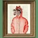 Saul the Hipster Giraffe with glasses and a hoodie in red illustration beautifully upcycled dictionary page book art print