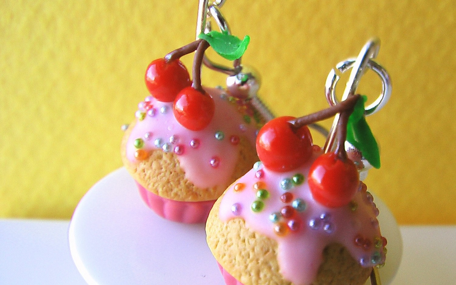 Cherry Bomb Cupcake Earrings (Surgical Steel)