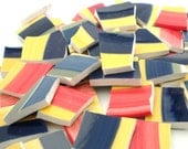 Broken China Mosaic Tile - Colorful Stripes - Recycled Plate - Set of 100