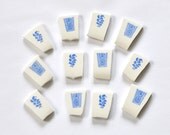 Broken China Mosaic Tile Supply - Blue and White Flower Border - Recycled Plates - Set of 12