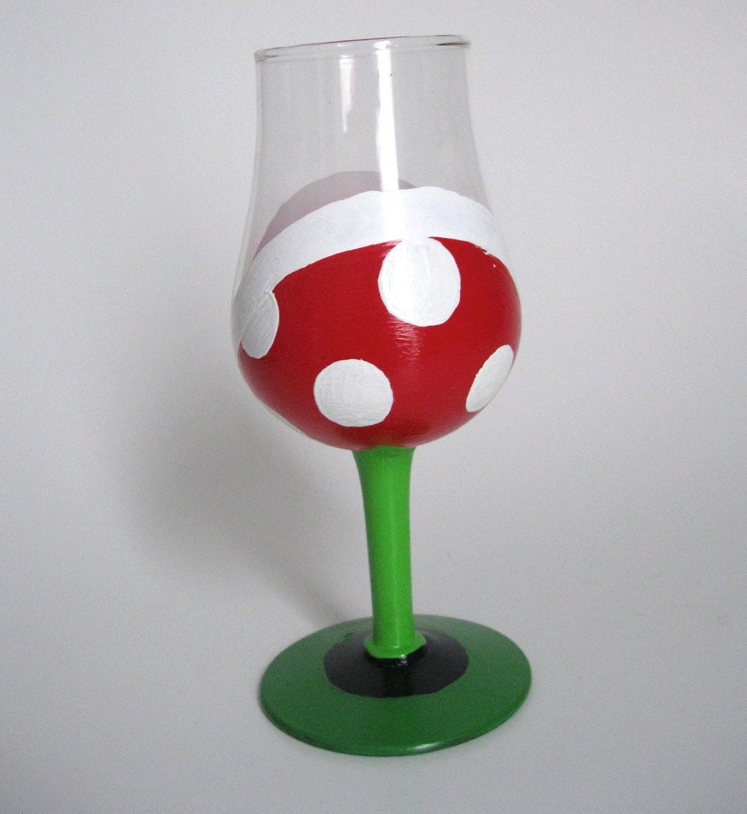Piranha Plant Champagne Glass - One Hand Painted Mario Inspired Glass