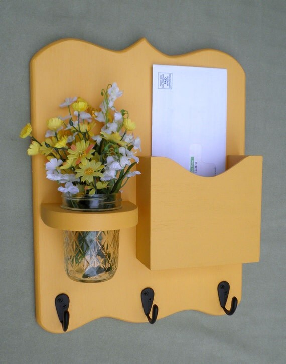 Mail Organizer - Letter Holder - Mail Holder - Key Hooks - Key Rack - Jar Vase - Organizer