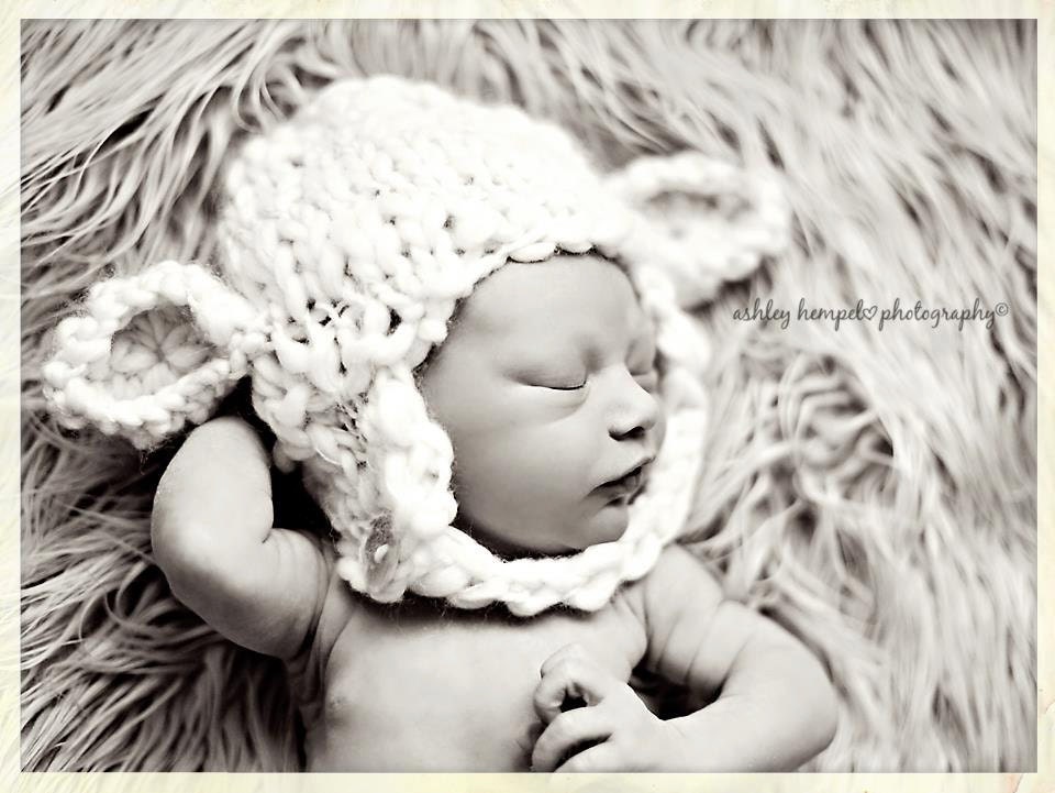 Baby Lamb Hat Beanie Ear Flap - Photography Prop