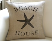 Burlap beach house starfish sea star pillow cover - TheNestUK