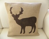 NEW - Burlap deer reindeer pillow cushion COVER