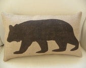 NEW - Burlap bear pillow cushion COVER
