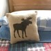 Burlap Moose pillow Cushion Christmas winter or boys room - Etsy Front Page item