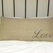 Simple burlap love lumbar pillow cushion cover