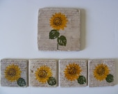 Mom Mothers Day Sunflower Coaster Gift Idea plus Trivet - Happy Mothers Day Home Decor