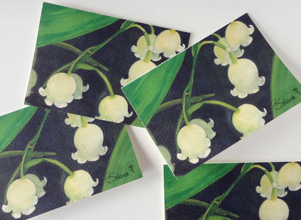 lily of the valley, card set, flower notecards