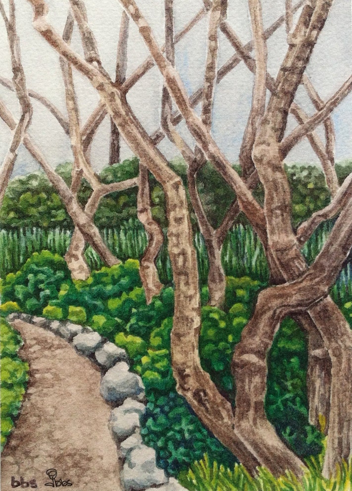 tree painting, fine art print, 5x7 watercolor print