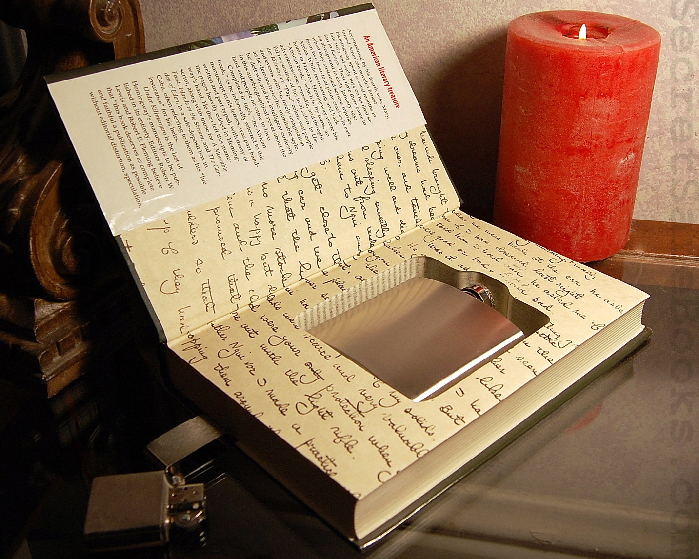 Hollow Book Safe & Flask - Hemingway's UNDER KILIMANJARO (Flask Included)