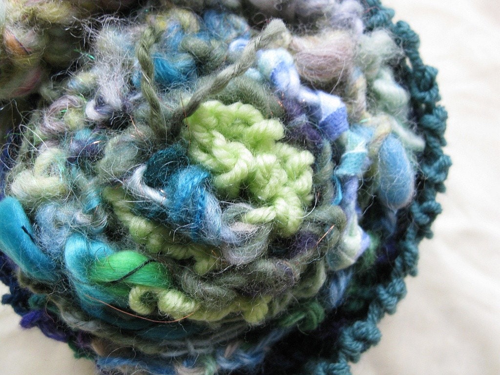 Fashion Green - Handspun, handknit scarf
