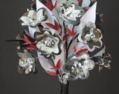 Steampunk Noir Wedding Set: Paper Flower Bouquet and Boutonniere