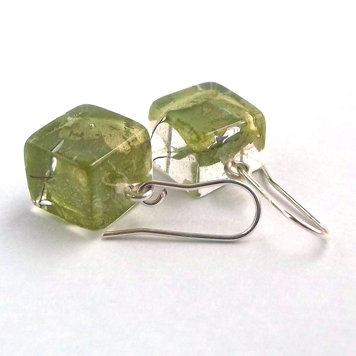 Fern Earrings. Green Resin Earrings. Pressed Flower Earrings.  Handmade Jewelry with Real Flowers - Maidenhair Fern
