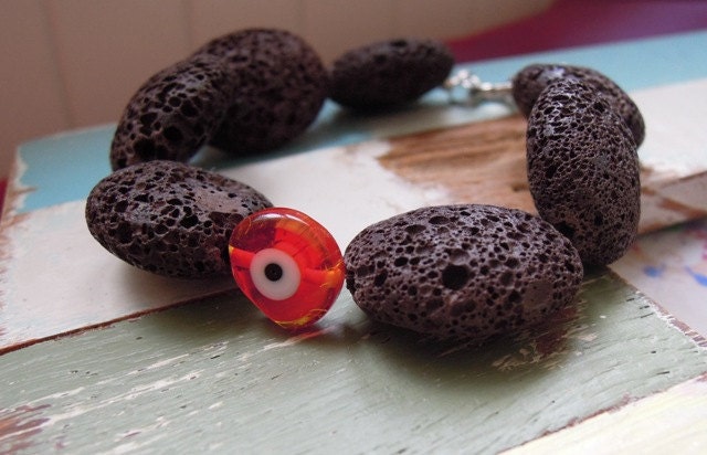lava bracelet evil eye bracelet gift organic volcanic lava bracelet holiday accessories spring break fashion