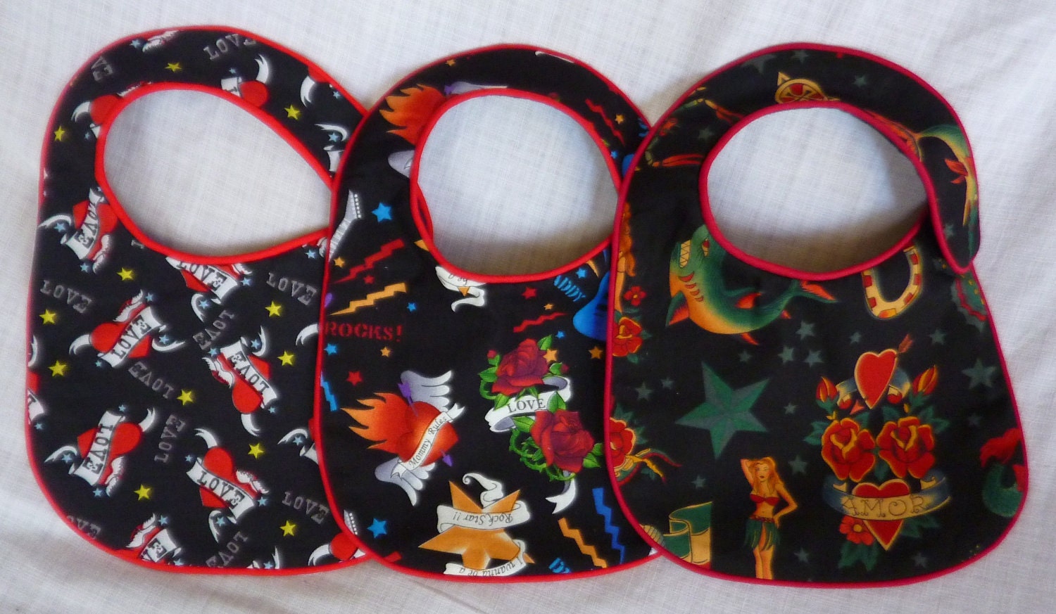 Tattoo Baby Bibs Punk Rock - set of 3 bibs