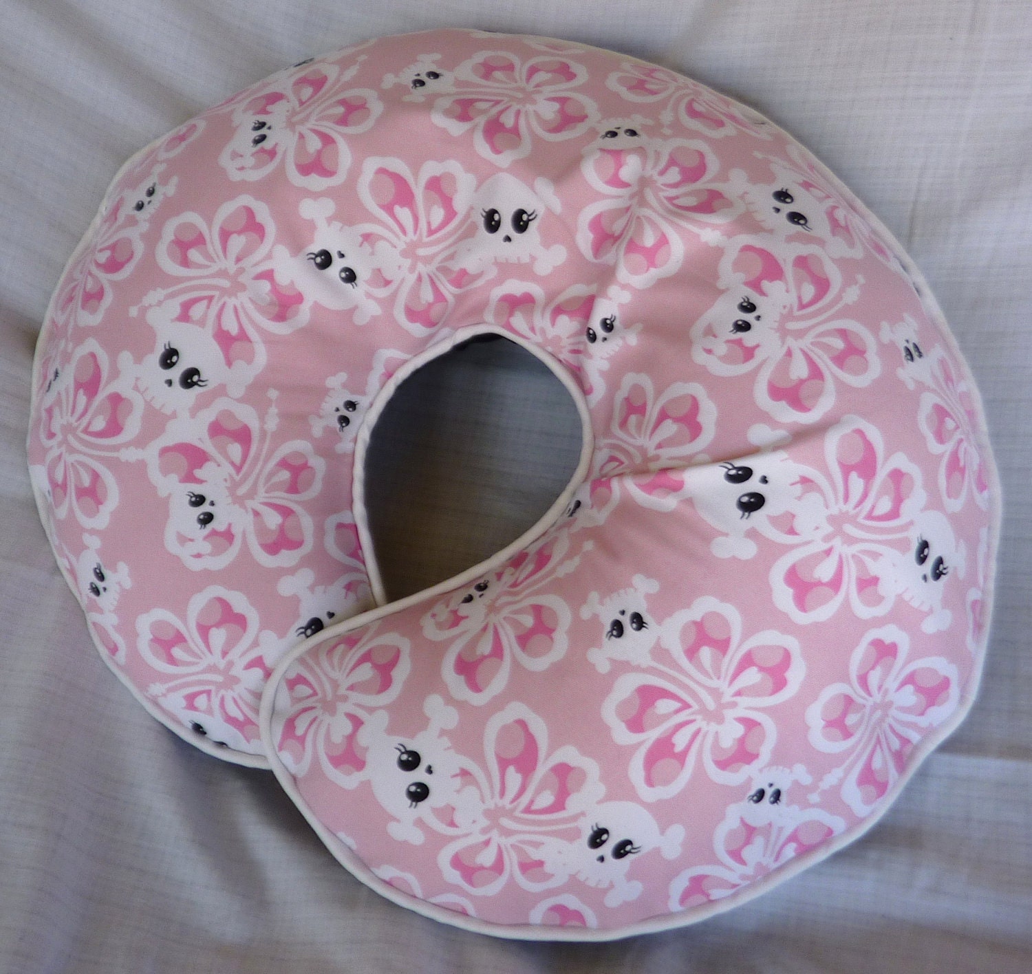 Girly Skulls and Hibiscus Boppy Pillow Cover