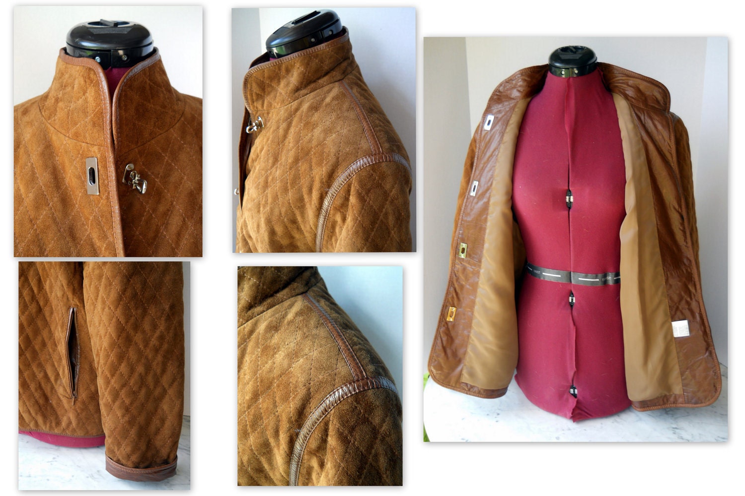 Equestrian Jacket // Quilted Suede Cigar Brown by Rossi & Caruso Argentina