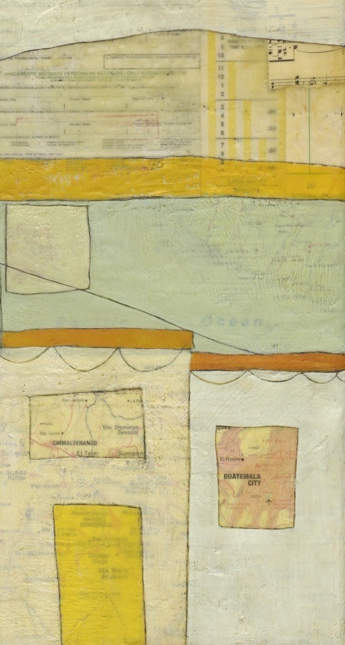 Fine Art Giclee Print of Mixed Media Encaustic Painting: beneath every building lies a history of struggle and resiliency
