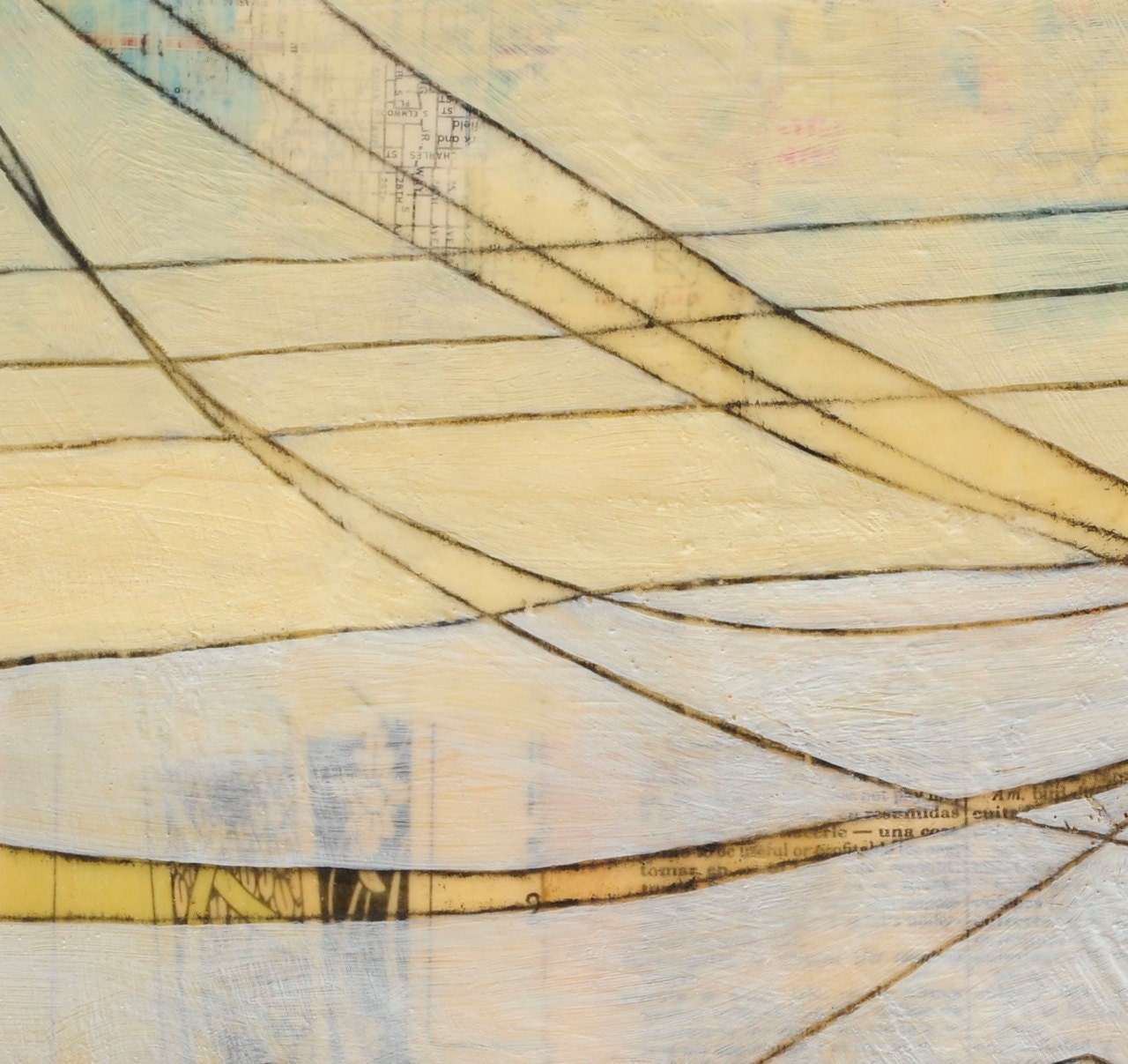 Mixed-Media Encaustic Painting- Rooftop and Power Lines- Fine Art Print: fragile & so strong